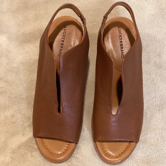 Lucky Brand Brown LK-RHAZY Lena Open Toe Sling Back, Size US 8.5, UK 6.5, EU 39 - Picture 2 of 10